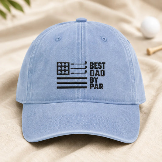 Best Dad By Par Outing Washed Cap - washed cap - front view