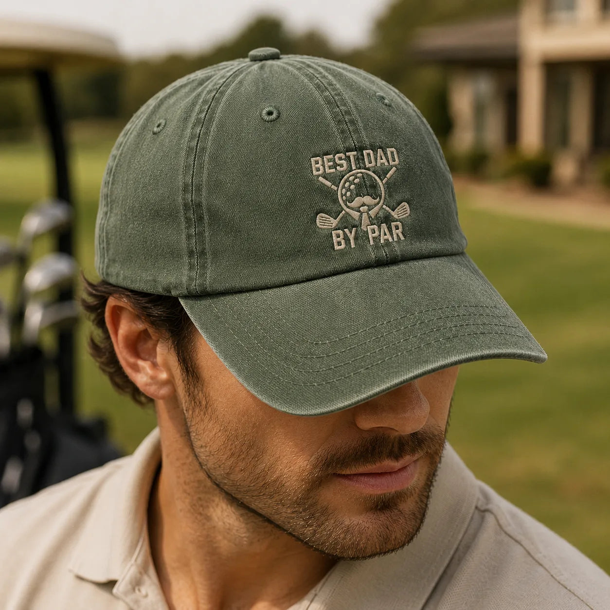 Best Dad By Par Present Washed Cap - washed cap - alternate angle