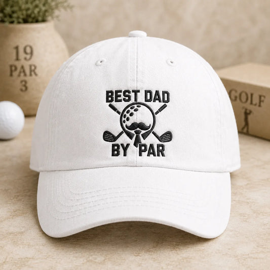 Best Dad By Par Present Washed Cap - washed cap - front view