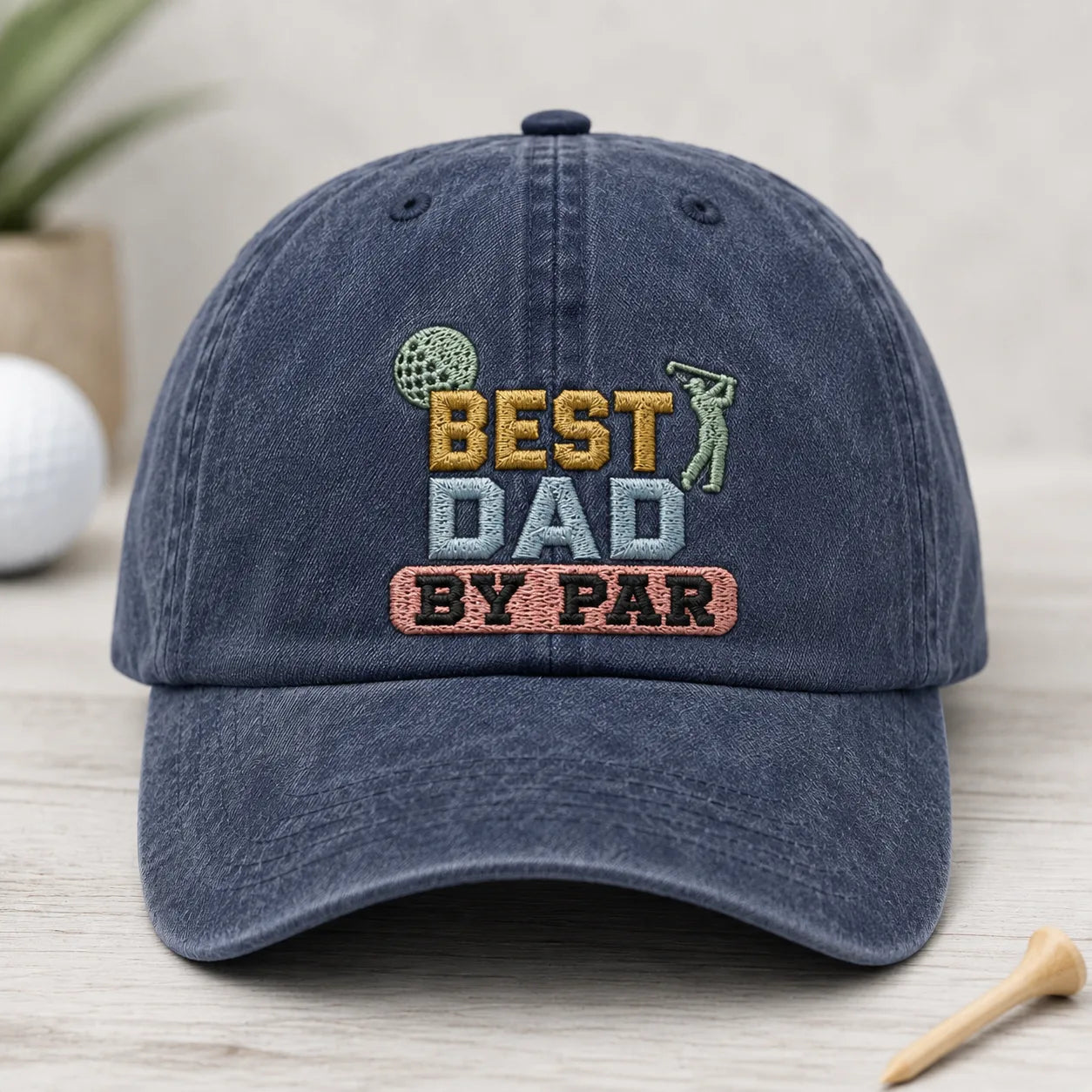 Best Dad By Par Rounds Washed Cap - washed cap - side view