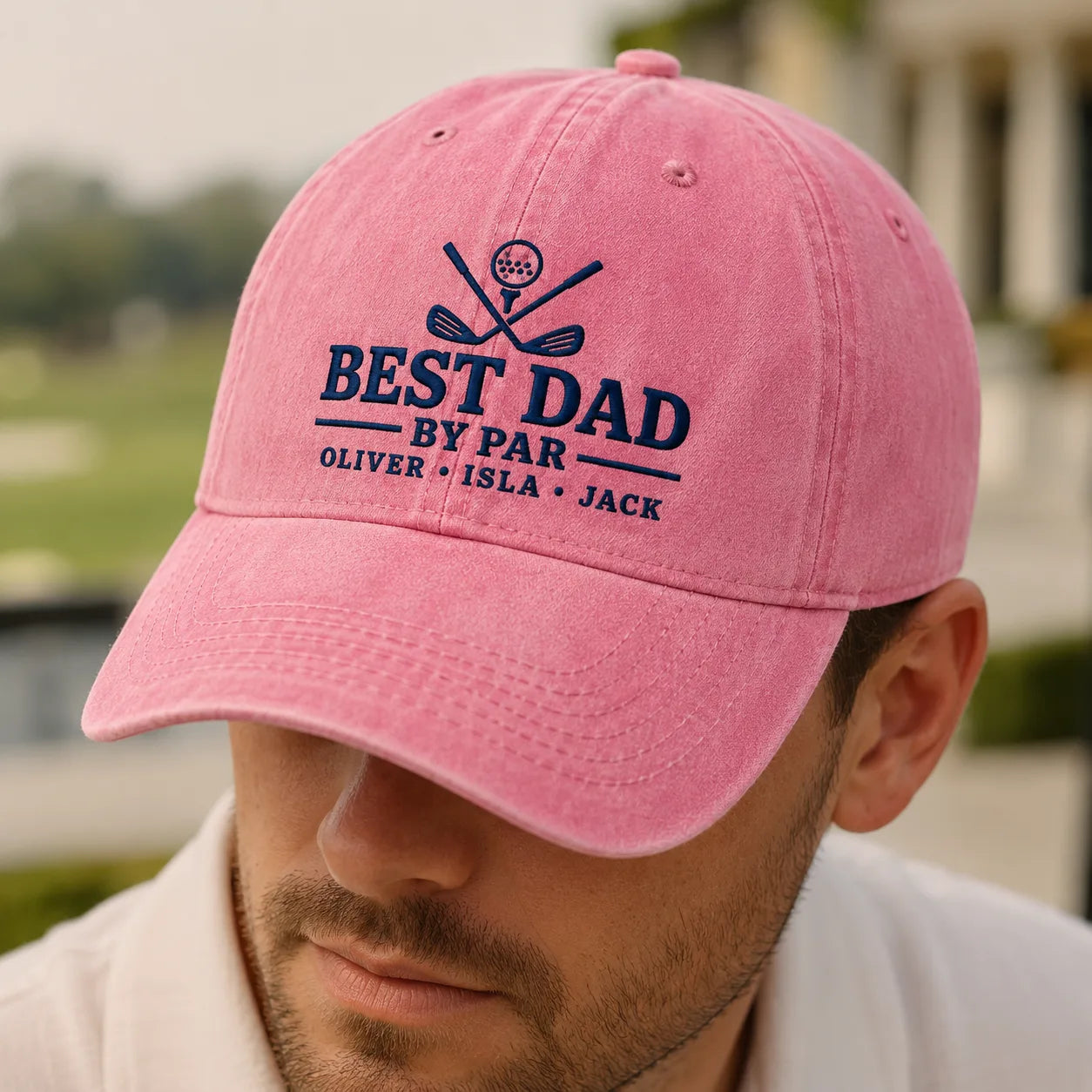 Best Dad By Par Washed Cap - washed cap - detail