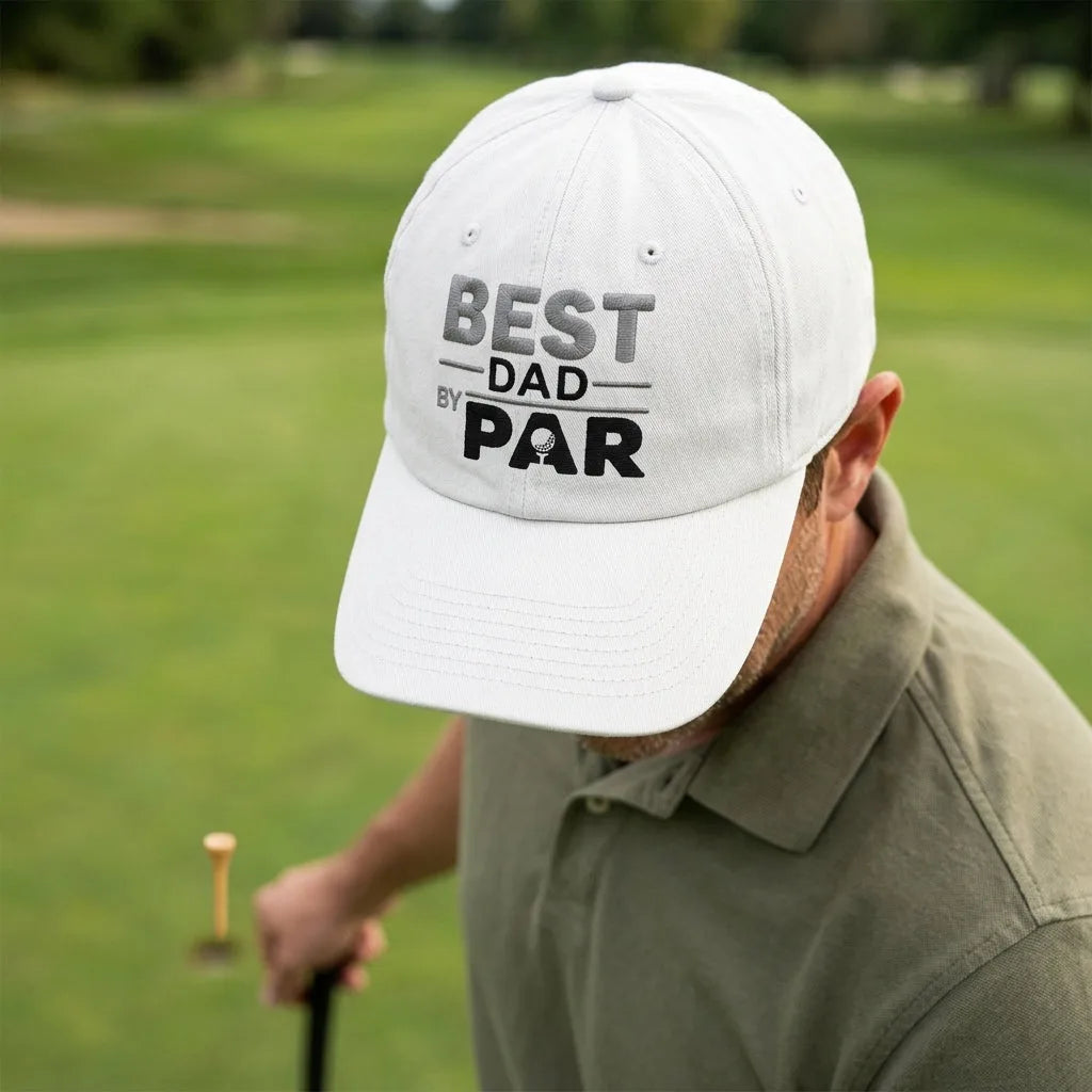 Best Dad By Par Washed Dad Hat - washed cap - detail