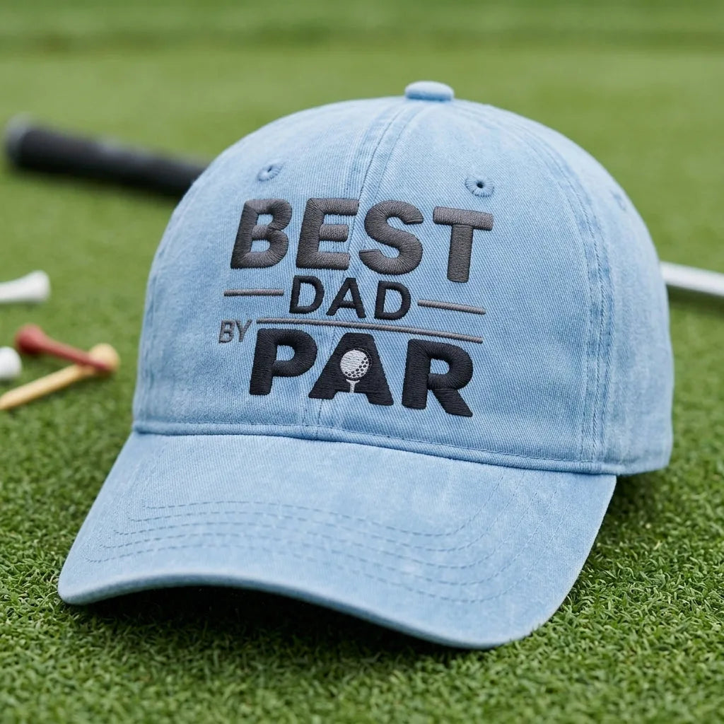 Best Dad By Par Washed Dad Hat - washed cap - front view