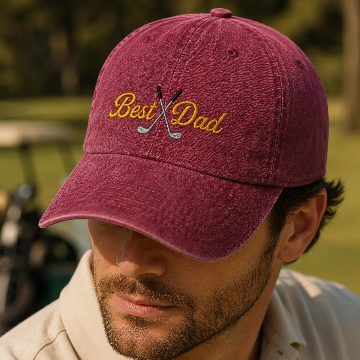 Best Dad Golf Washed Cap - washed cap - detail