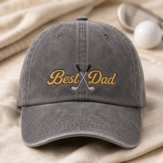 Best Dad Golf Washed Cap - washed cap - front view