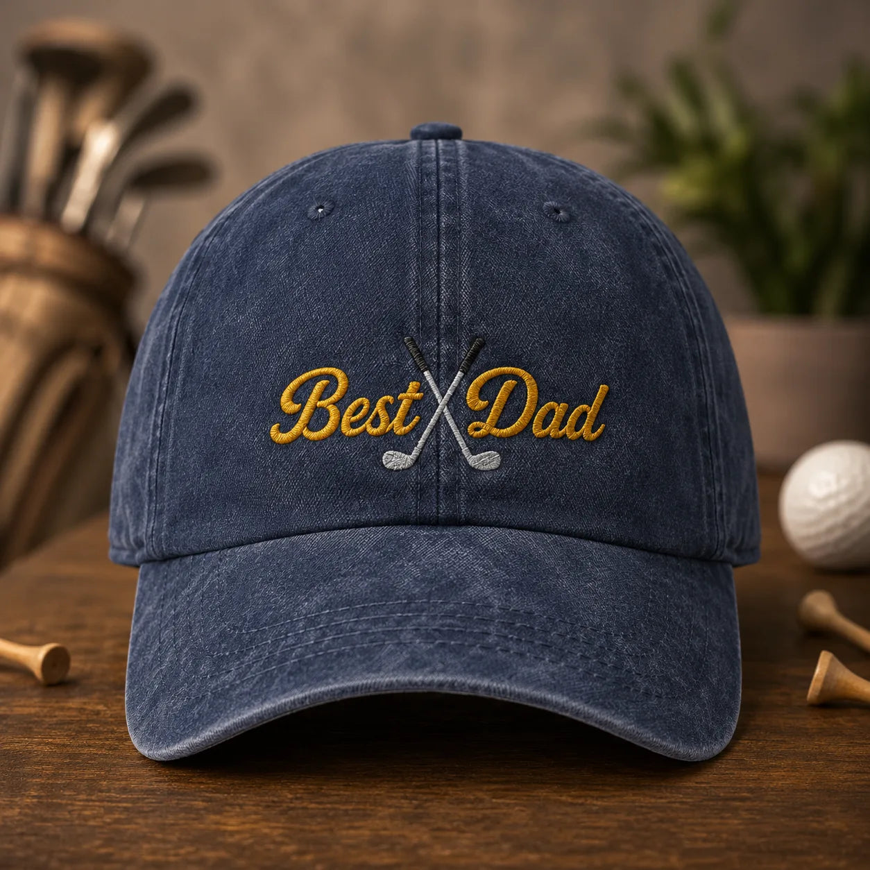 Best Dad Golf Washed Cap - washed cap - side view