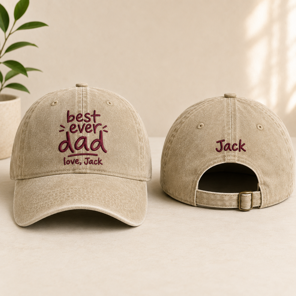 Best Ever Dad Embroidered Washed Cap - Washed Cap - front view