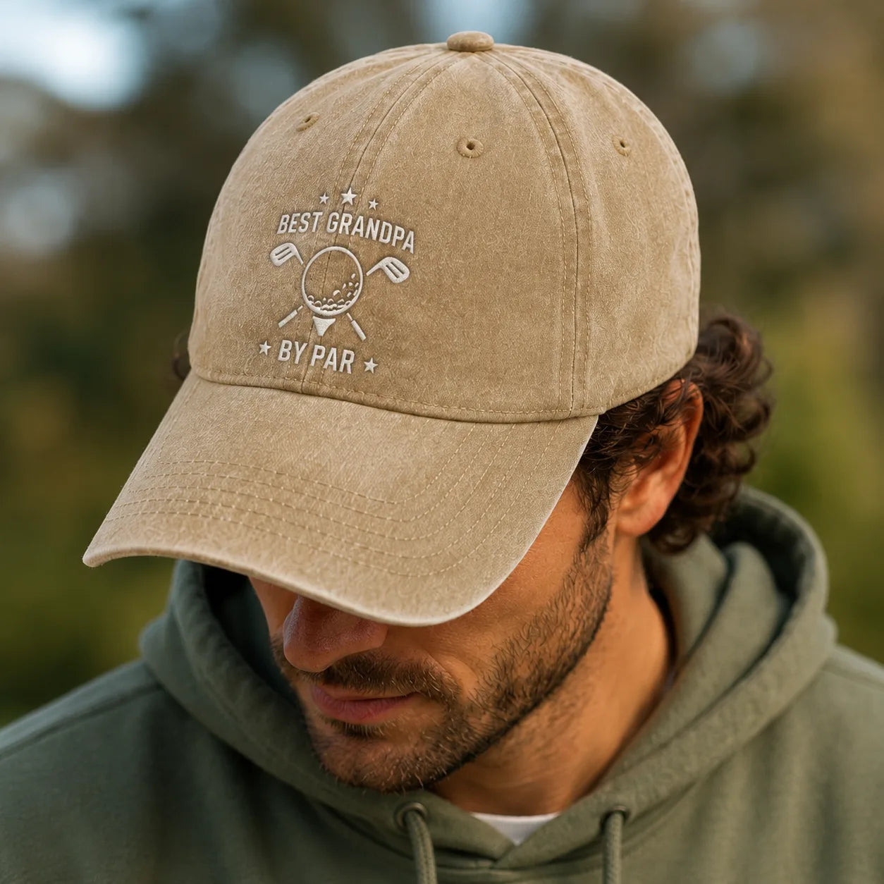 Best Grandpa By Par Golf Adjustable Washed Cap - washed cap - alternate angle