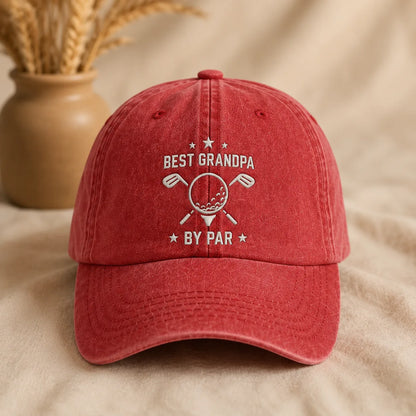 Best Grandpa By Par Golf Adjustable Washed Cap - washed cap - detail