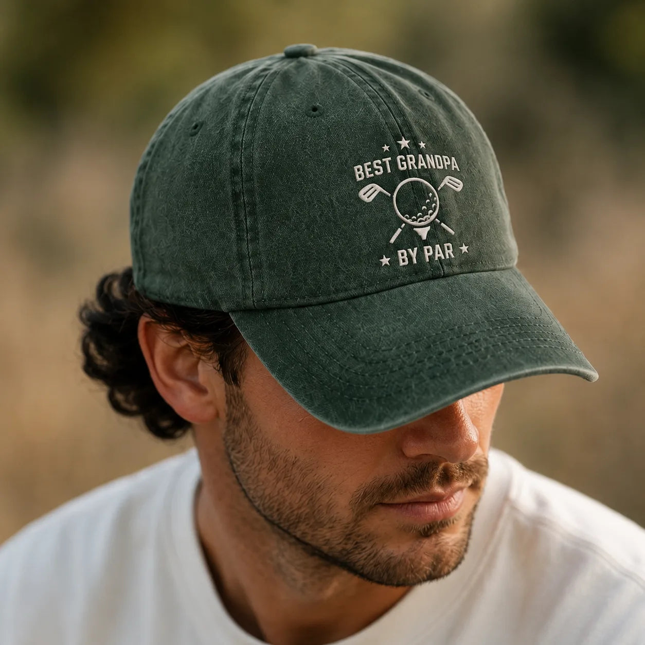 Best Grandpa By Par Golf Adjustable Washed Cap - washed cap - front view