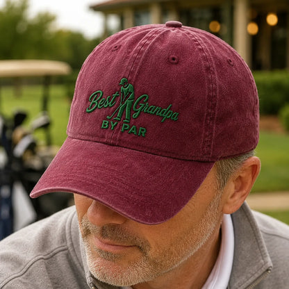 Best Grandpa By Par Golf Washed Cap - washed cap - lifestyle
