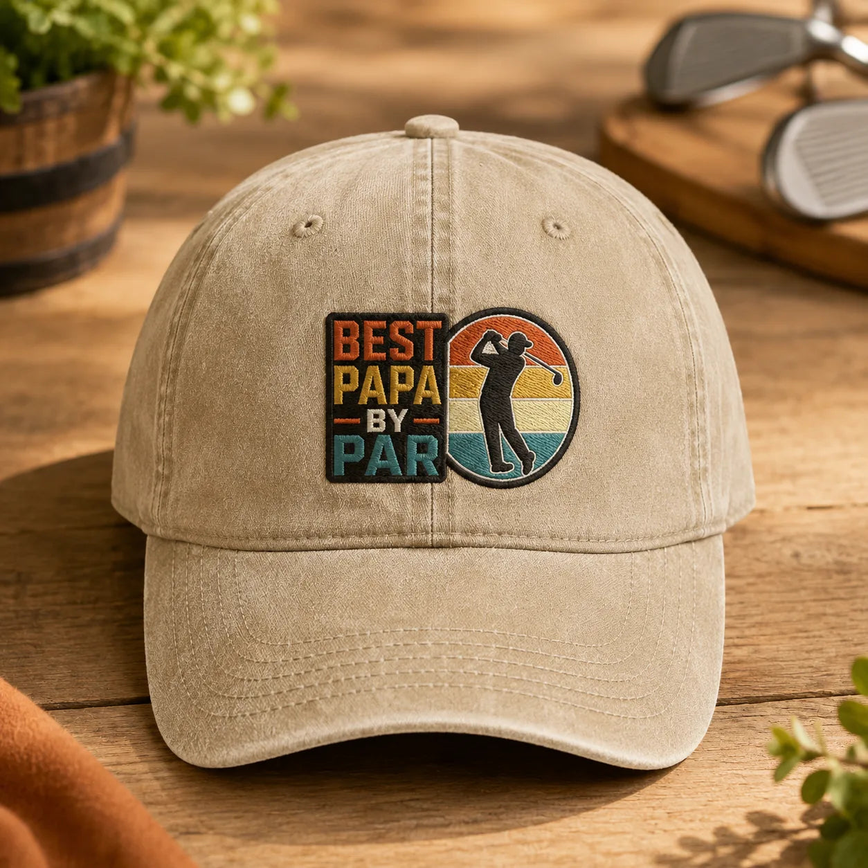 Best Papa By Par Adjustable Washed Cap - washed cap - front view