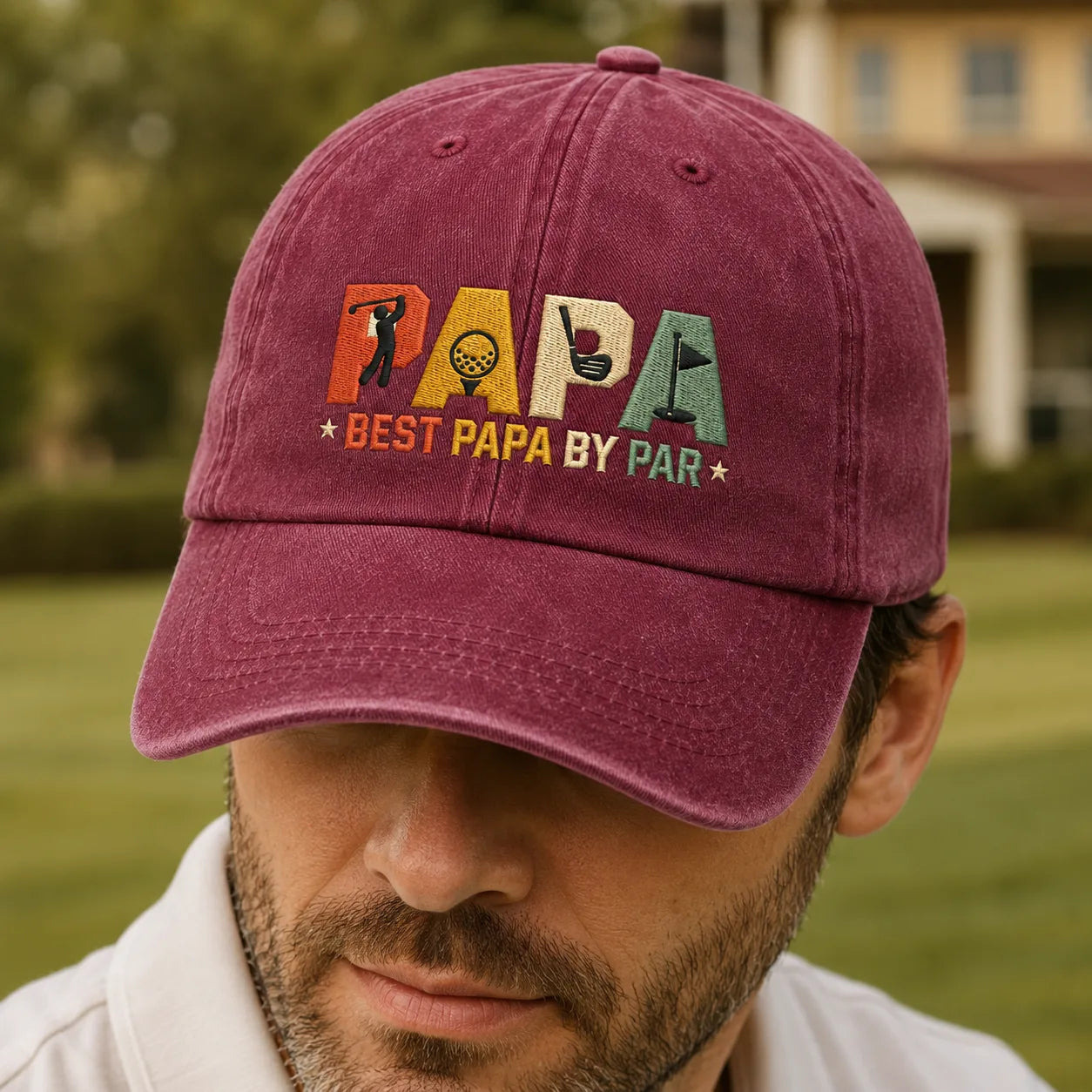 Best Papa By Par Birdie Washed Cap - washed cap - detail