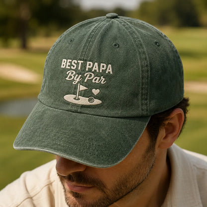 Best Papa By Par Golf Best-seller Washed Cap - washed cap - side view
