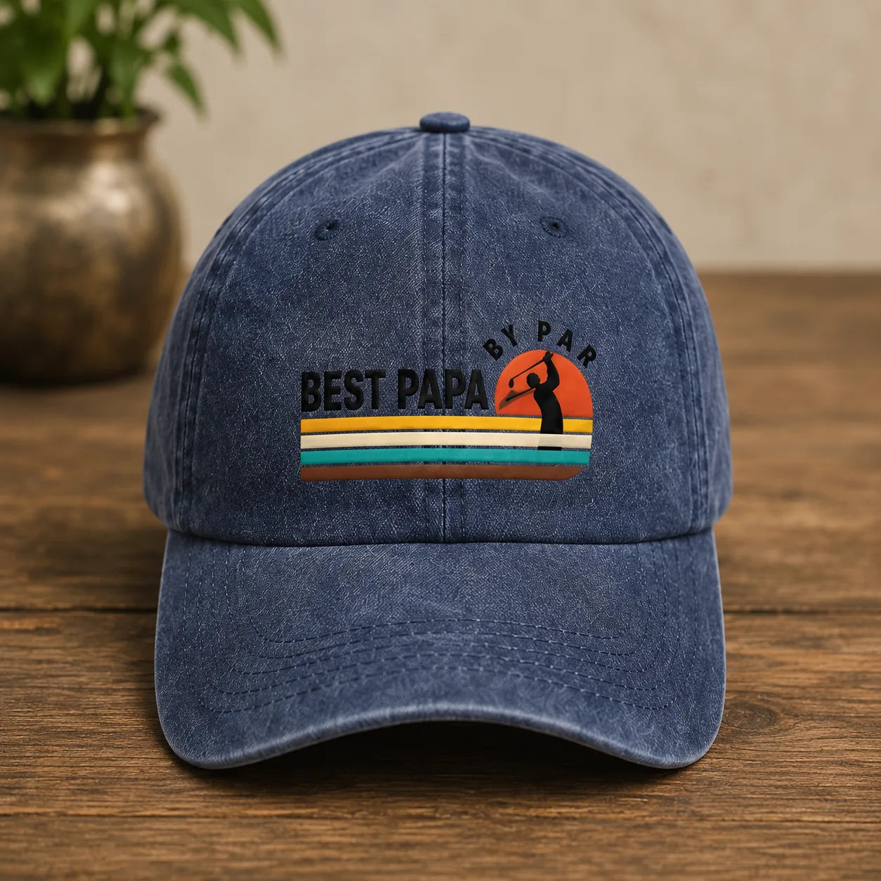 Best Papa By Par Golf Dad Washed Cap - washed cap - alternate angle