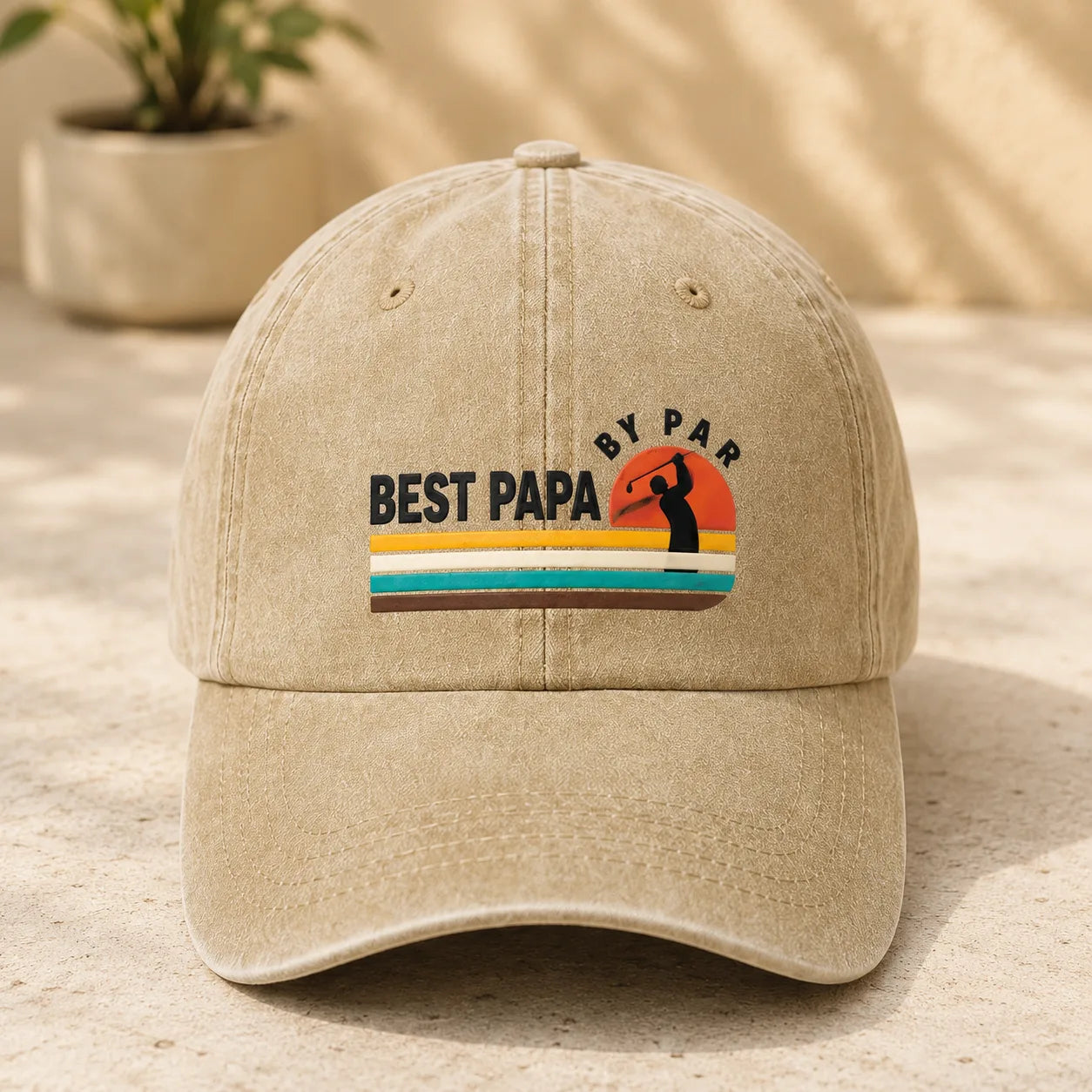 Best Papa By Par Golf Dad Washed Cap - washed cap - detail