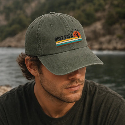 Best Papa By Par Golf Dad Washed Cap - washed cap - front view