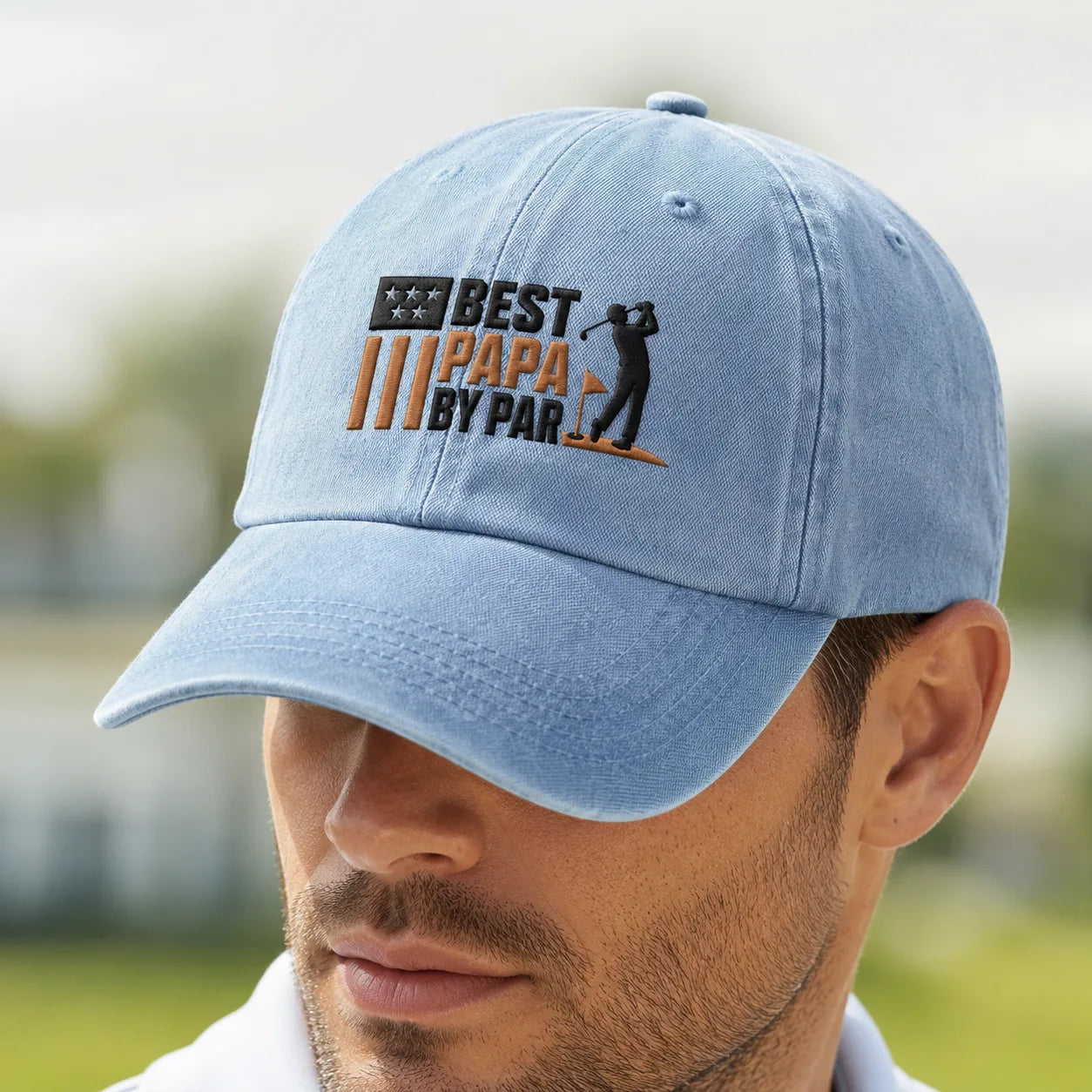 Best Papa By Par Golf Father Day Washed Cap - washed cap - alternate angle