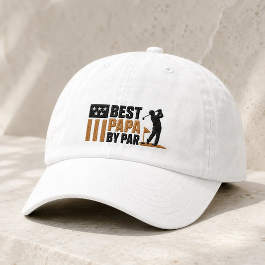 Best Papa By Par Golf Father Day Washed Cap - washed cap - front view