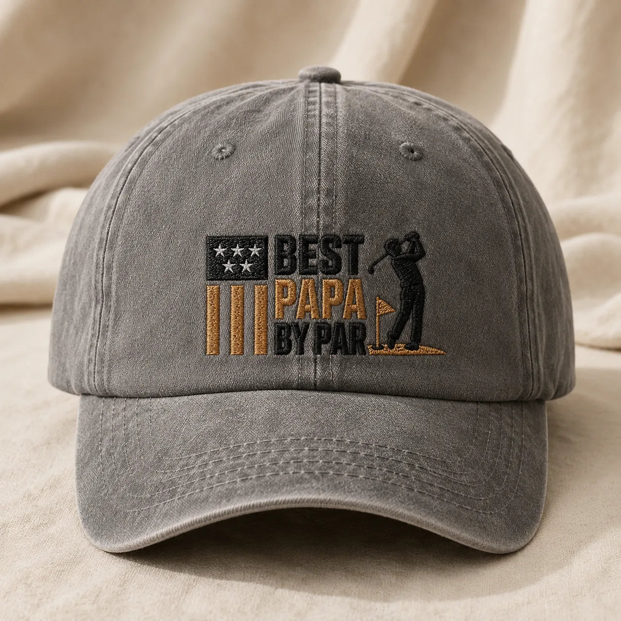 Best Papa By Par Golf Father Day Washed Cap - washed cap - lifestyle