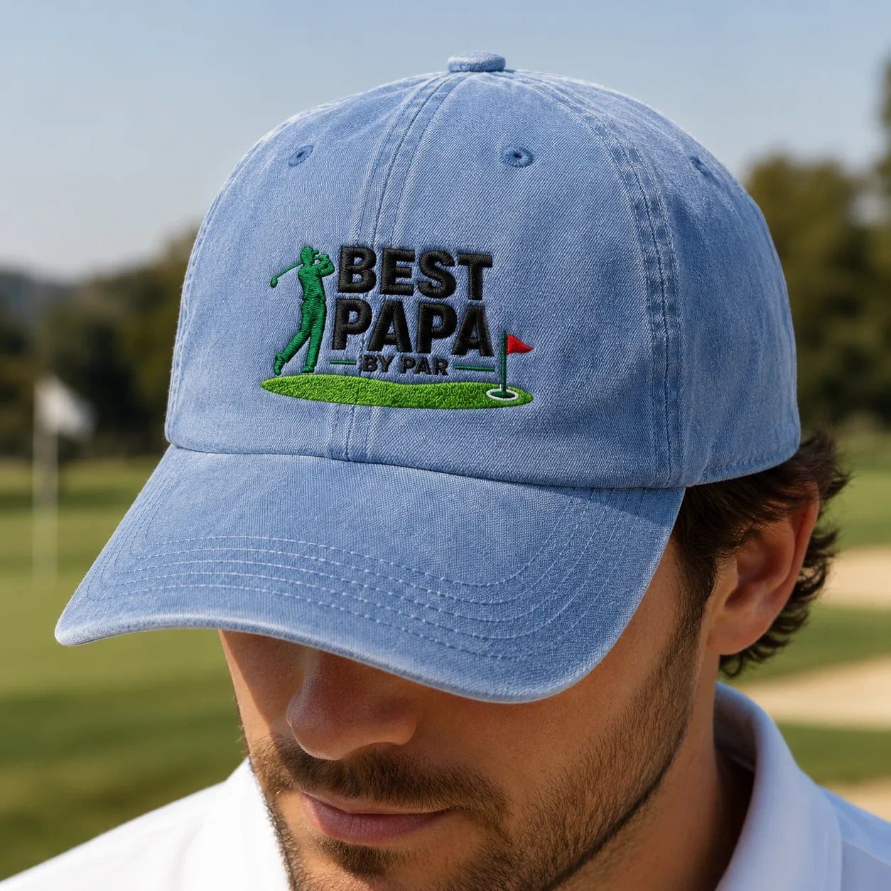 Best Papa By Par Golf Washed Cap - washed cap - alternate angle