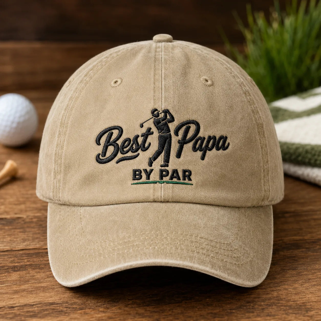 Best Papa By Par Washed Cap - washed cap - front view