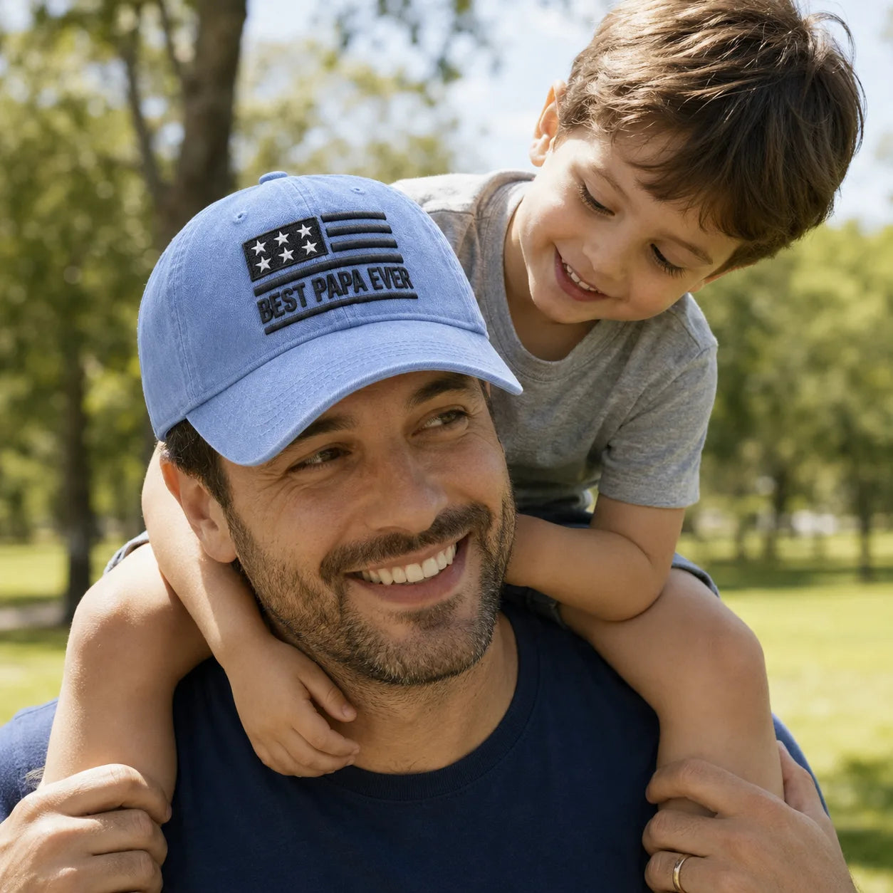 Best Papa Ever American Flag Personalized Washed Cap - washed cap - lifestyle