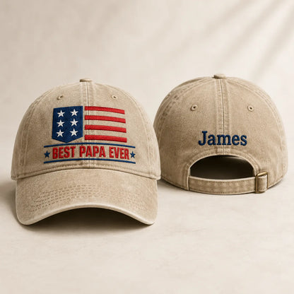 Best Papa Ever Washed Cap - washed cap - front view