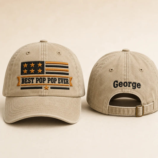 Best Pop Pop Ever Custom Name Washed Cap - washed cap - front view