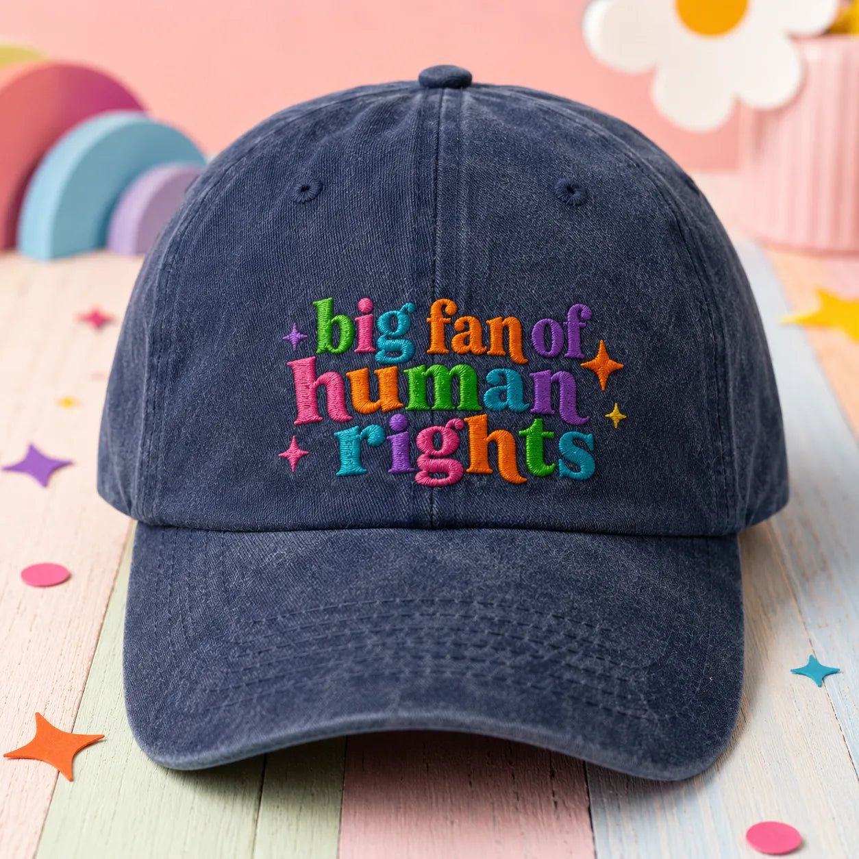 Big Fan of Human Rights Washed Cap - washed cap - front view