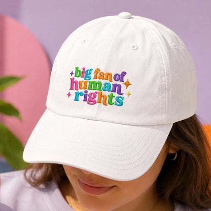 Big Fan of Human Rights Washed Cap - washed cap - side view