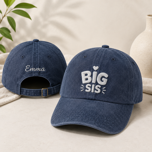 Big Sis Embroidered Washed Cap - Washed Cap - front view