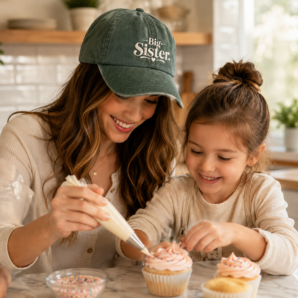 Big Sister Embroidered Washed Cap - Washed Cap - detail