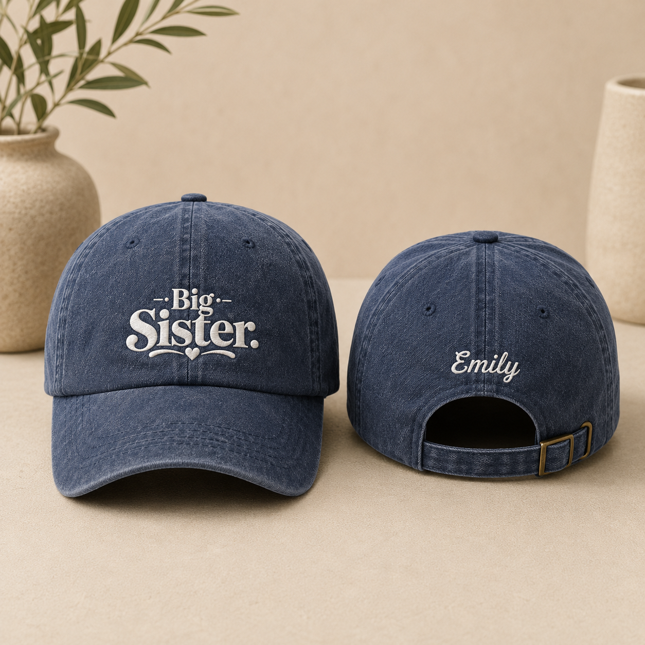 Big Sister Embroidered Washed Cap - Washed Cap - front view