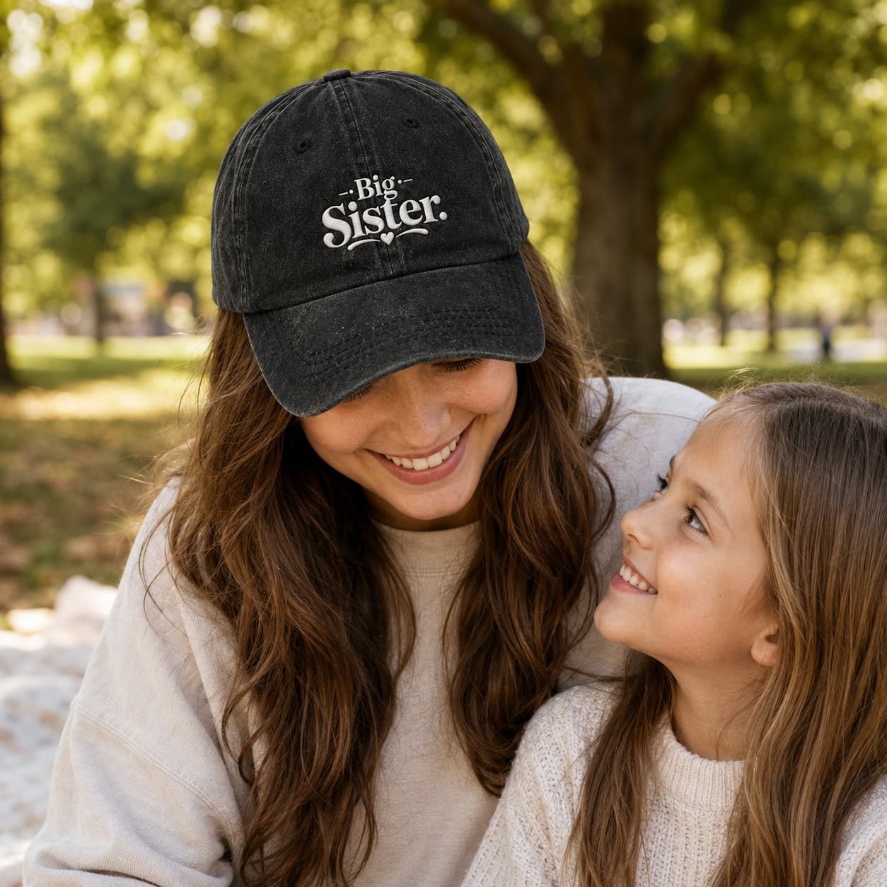Big Sister Embroidered Washed Cap - Washed Cap - side view