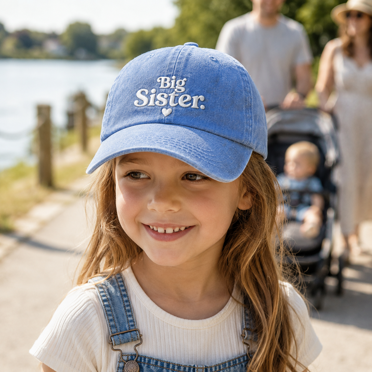Big Sister Heart Washed Cap - Washed Cap - alternate angle