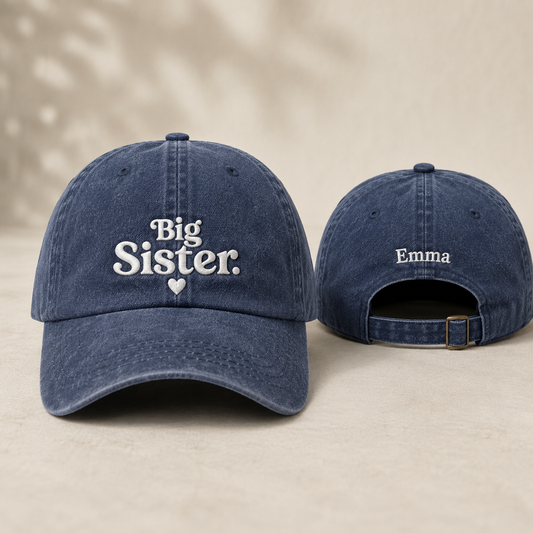 Big Sister Heart Washed Cap - Washed Cap - front view