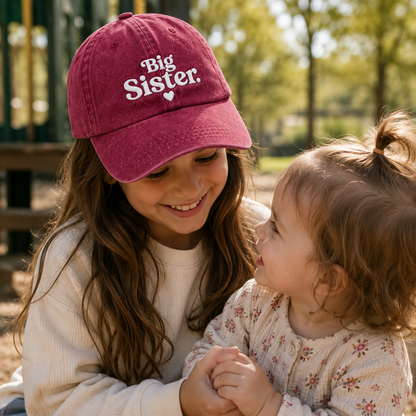 Big Sister Heart Washed Cap - Washed Cap - lifestyle