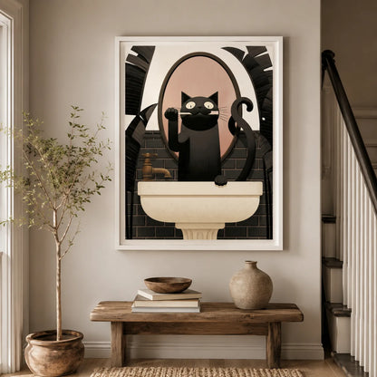 Black Cat Brushing Teeth Wall Art Decor - Wall Art Decor - view 11