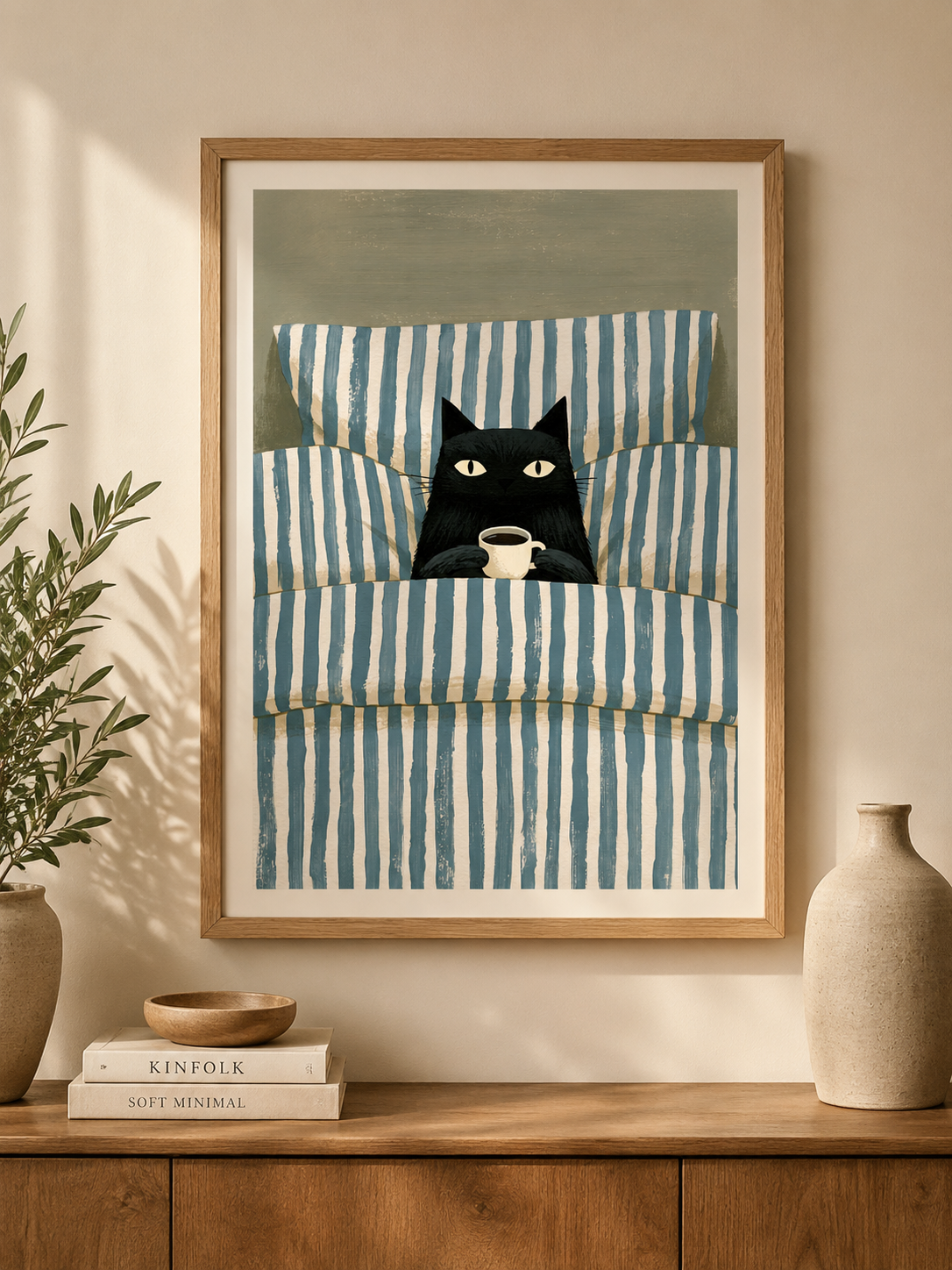 Black Cat Coffee Wall Art - Wall Art Decor - close-up - black cat coffee wall art, coffee cat poster