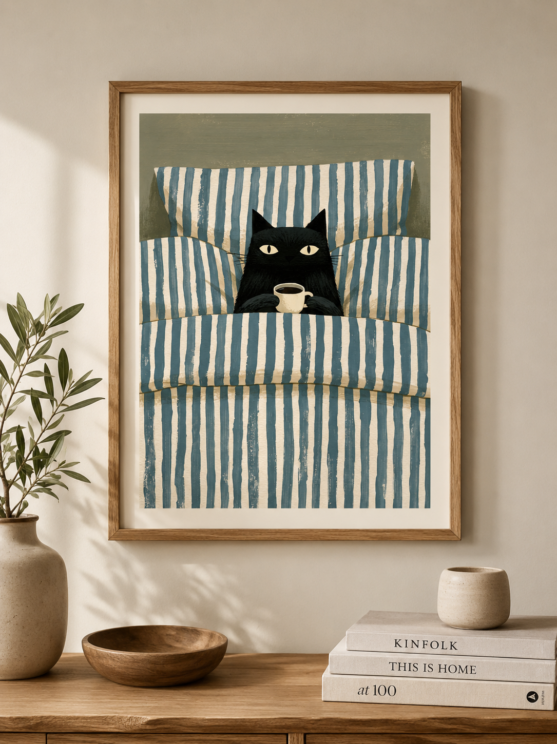 Black Cat Coffee Wall Art - Wall Art Decor - close-up - black cat coffee wall art, coffee cat poster
