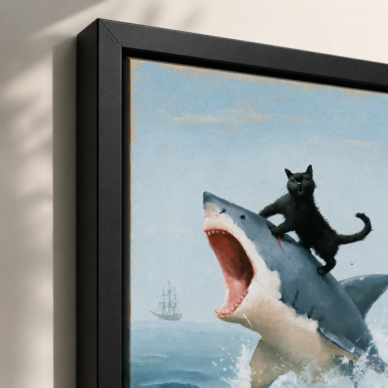 Black Cat Riding Shark Wall Art Decor - Wall Art Decor - packaging