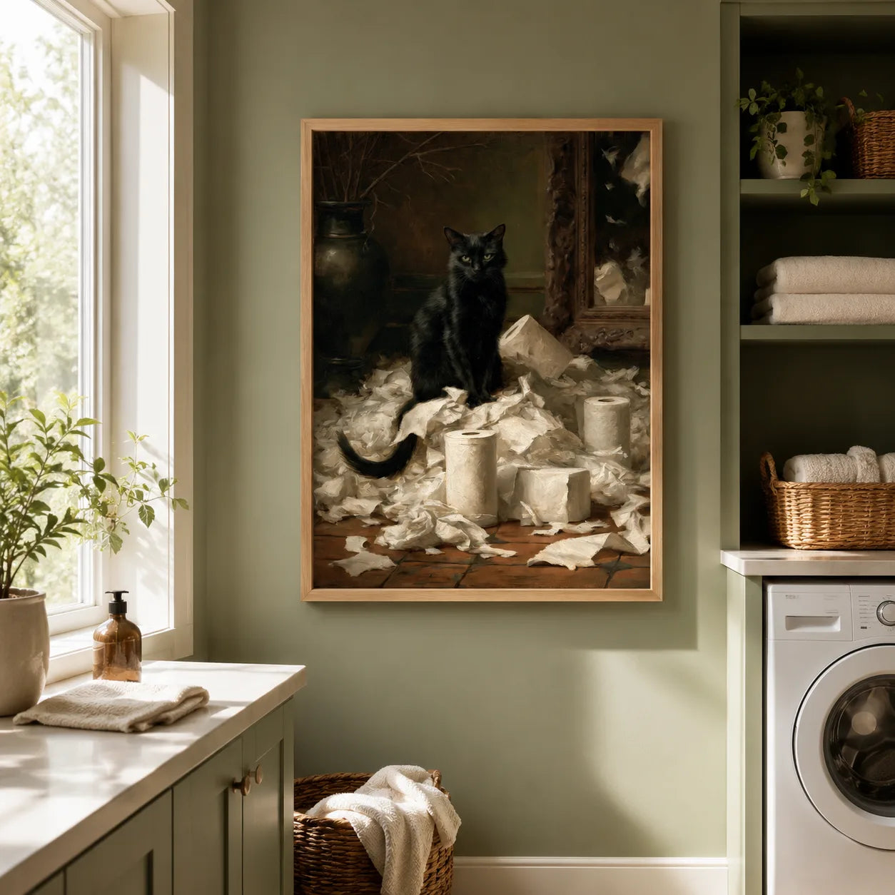 Black Cat Toilet Paper Wall Art Decor - Wall Art Decor - alternate angle