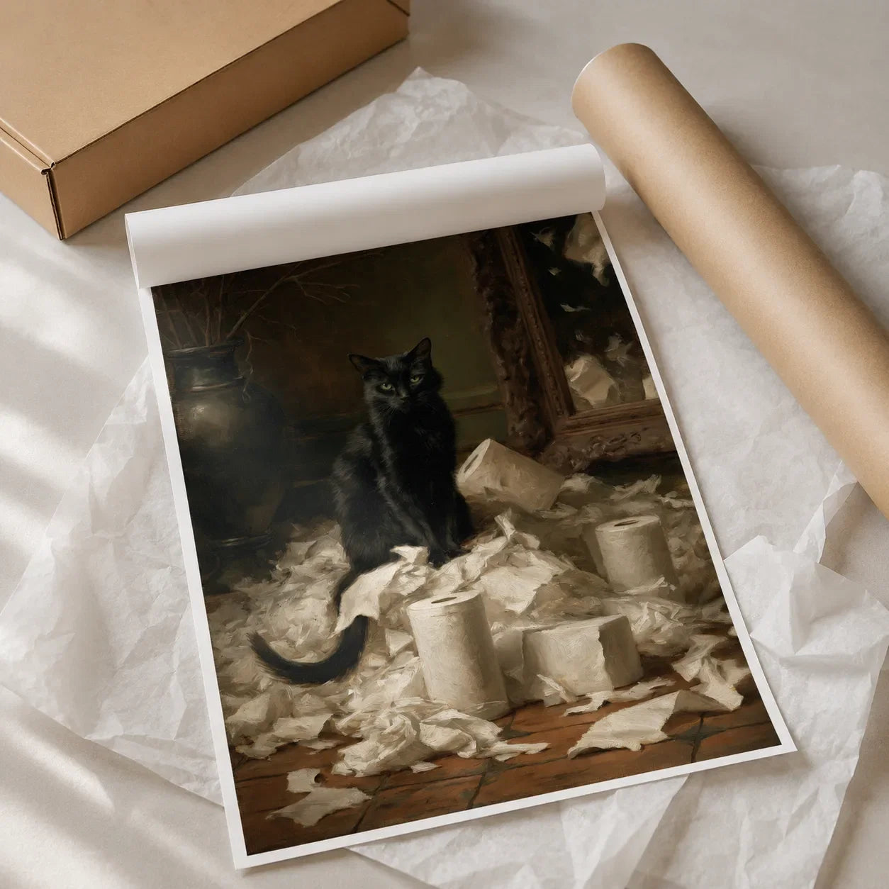 Black Cat Toilet Paper Wall Art Decor - Wall Art Decor - back view