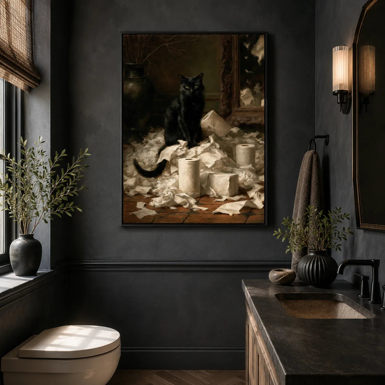 Black Cat Toilet Paper Wall Art Decor - Wall Art Decor - detail