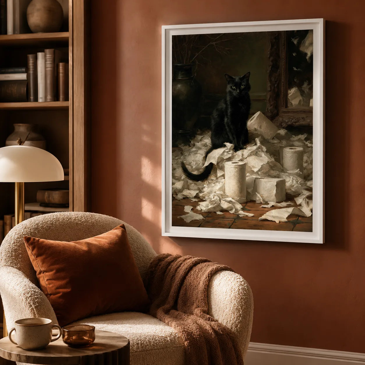 Black Cat Toilet Paper Wall Art Decor - Wall Art Decor - in use