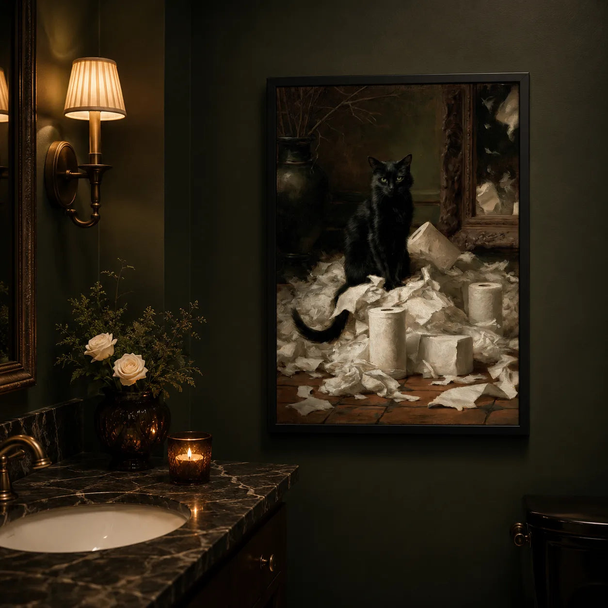 Black Cat Toilet Paper Wall Art Decor - Wall Art Decor - lifestyle