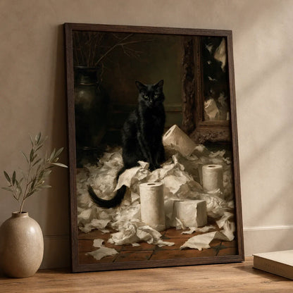 Black Cat Toilet Paper Wall Art Decor - Wall Art Decor - side view