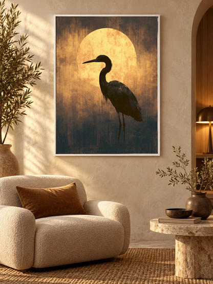 Black Heron Wall Art - Wall Art Decor - close-up - black heron wall art, bird wall decor