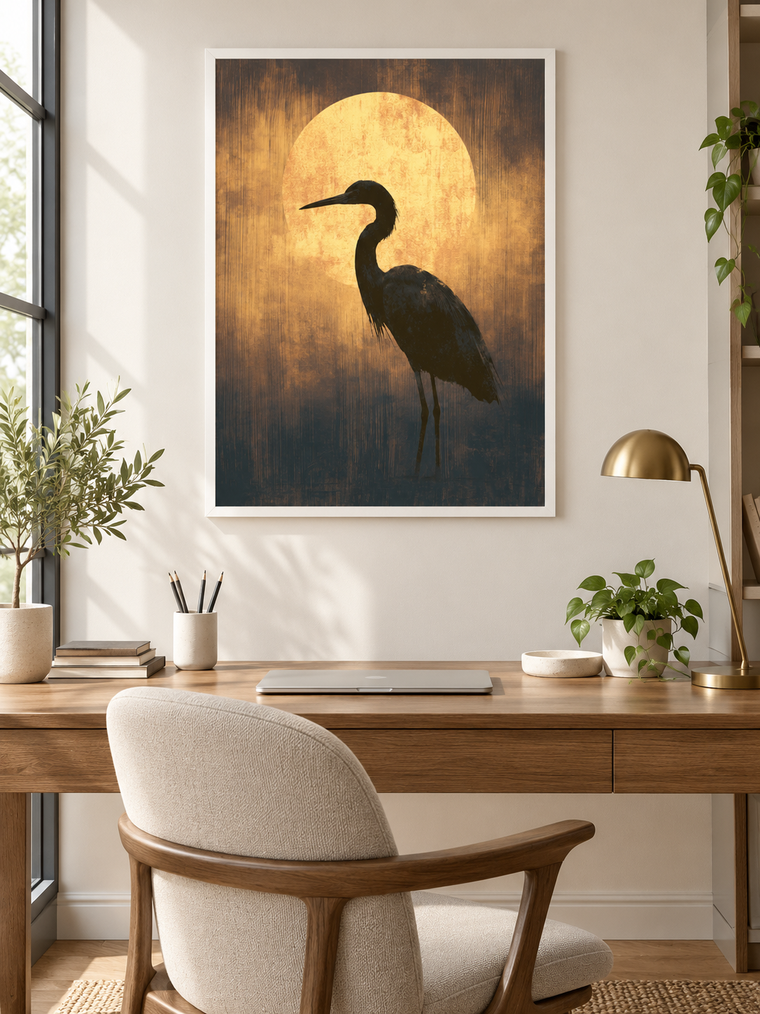 Black Heron Wall Art - Wall Art Decor - close-up - black heron wall art, bird wall decor